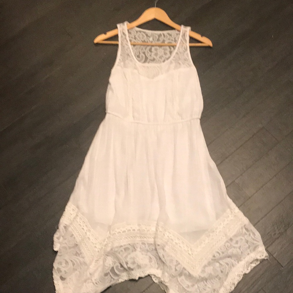 White Linen/Lace Dress